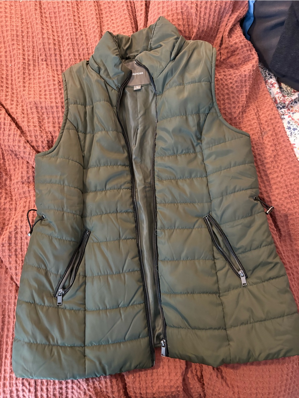 Maurices Olive Quilted Puffer Vest with Zipper Front